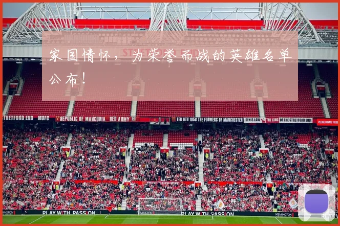 家国情怀,为荣誉而战的英雄名单公布!